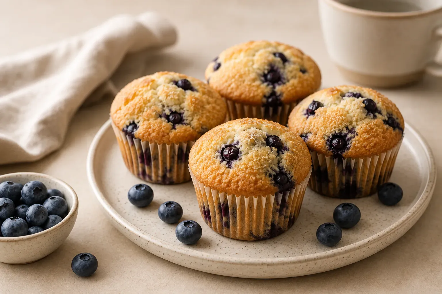 Fresh homemade honey blueberry muffins