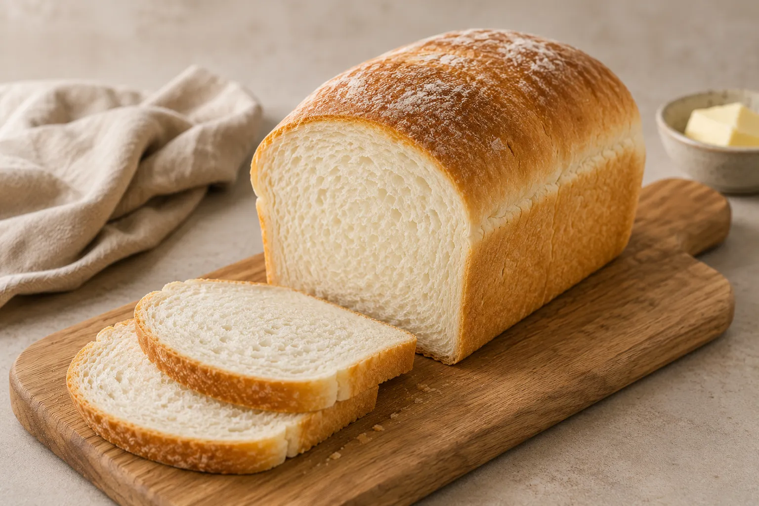 Soft white sandwich bread with sliced loaf